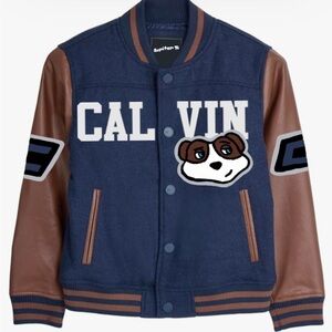Boys’ Varsity Letterman Jacket Brown/Blue Calvin Kids